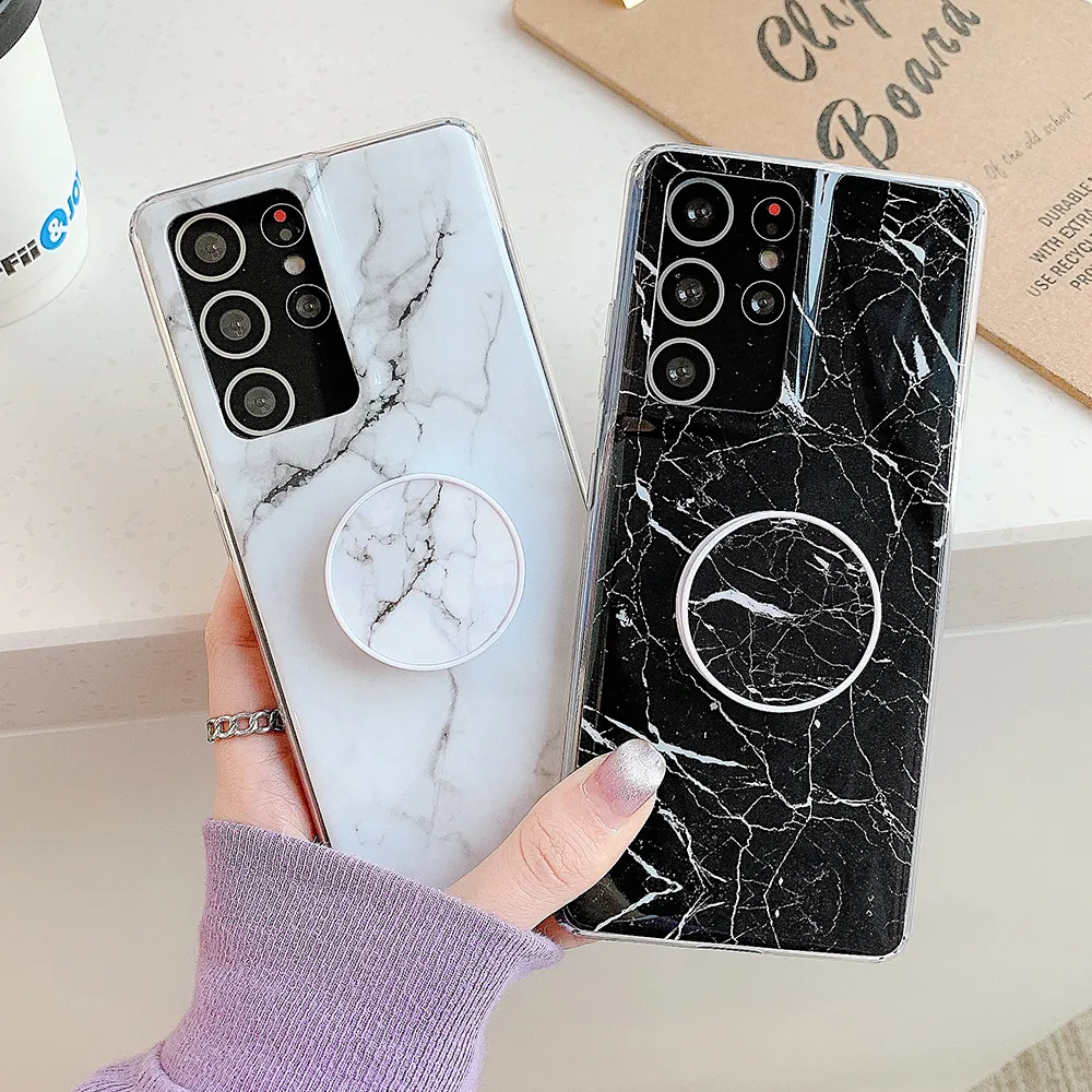 Custodie telefoni in marmo classico Samsung S20 FE A50 A51 S21 S10 S8 S9 Plus Nota 20 Supporto flessibile piegato Cover posteriore morbida