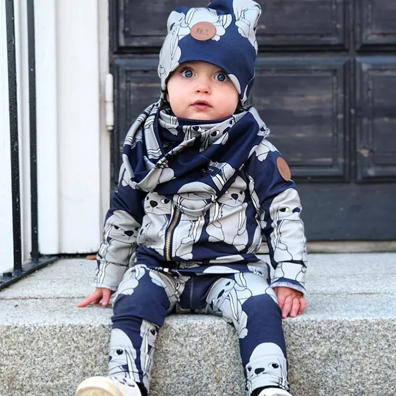 TinyPeople Rex coniglio Ragazzi Vestiti Autunno Abiti alla moda Neonata Con cappuccio Set di abbigliamento sportivo bambino inverno infantile 2 pezzi 210309