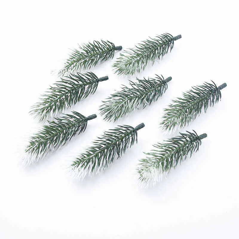 artificiella växter plast tall nål snöflinga julkransmaterial bröllop dekorativa blommor kransar hem inredning 211104