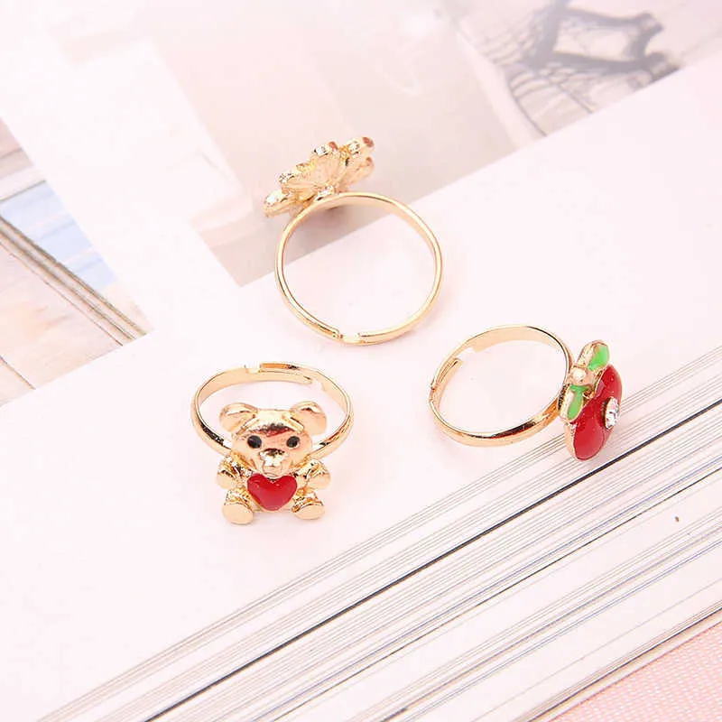 niedliche Cartoon Kinder Ringe Kawaii koreanische Kinder Mädchen Blumenlegierung Finger Ring Kinder Schmuckgeschenke verstellbar8130711