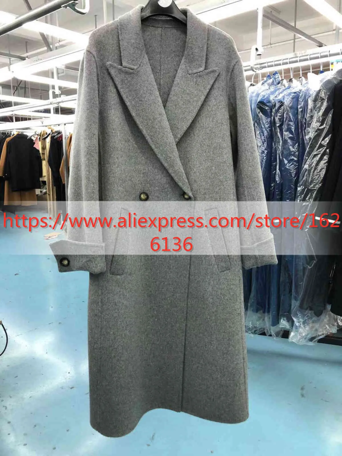 Abrigo de lana largo suelto con cinturón de cordones de manga ancha de invierno coreano para mujer, abrigo de lana de Color puro grueso cálido para mujer 211106