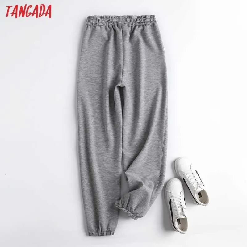 Tangada Women Tracksuits Sets Shecized Crop Top Suit 2個セット半袖スウェットパンツスーツ6D54 210819