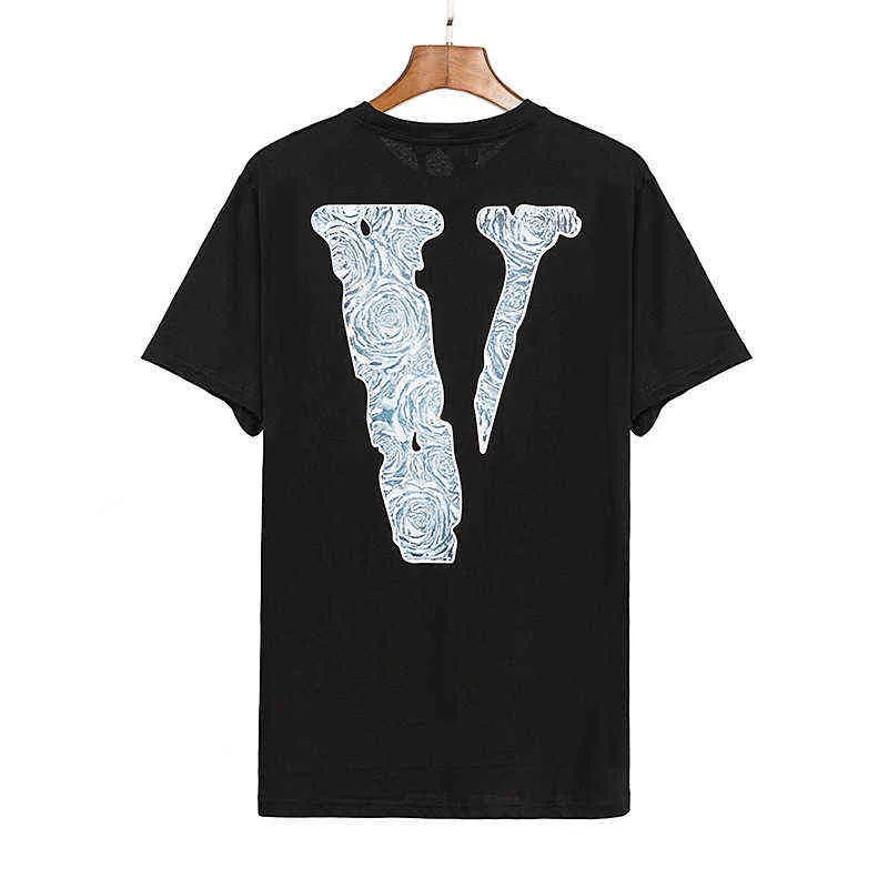 Sürüm Yüksek Moda Büyük V Wang Yibo Aynı Gül Baskı Erkek Ve Kadın Kısa Kollu T-Shirt