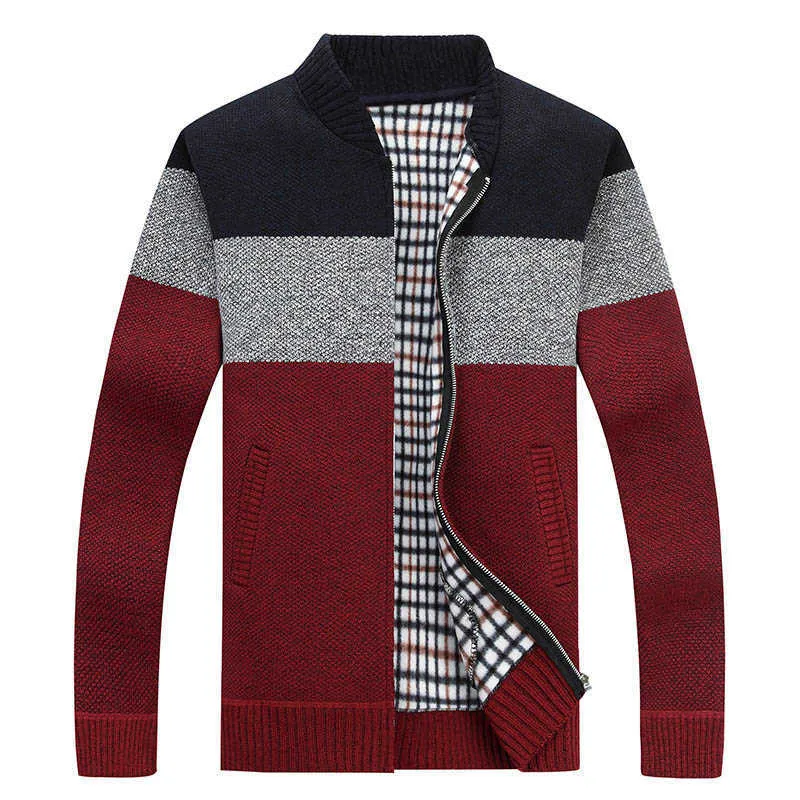 Herrtröjor Autumn Winter Warm Cashmere Wool Zipper Cardigan Sweaters Man Casual Knitwear Sweatercoat Man Clothe 210909