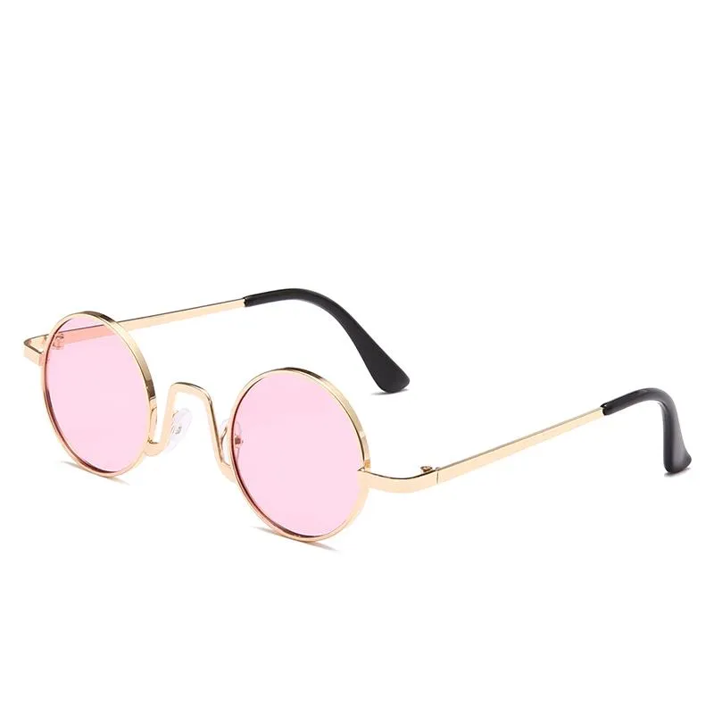 Солнцезащитные очки круглые паровые в стиле панк для мужчин и женщин, брендовые дизайнерские маленькие круглые солнцезащитные очки, винтажные очки для вождения в металлической оправе 9-BLS9301255u
