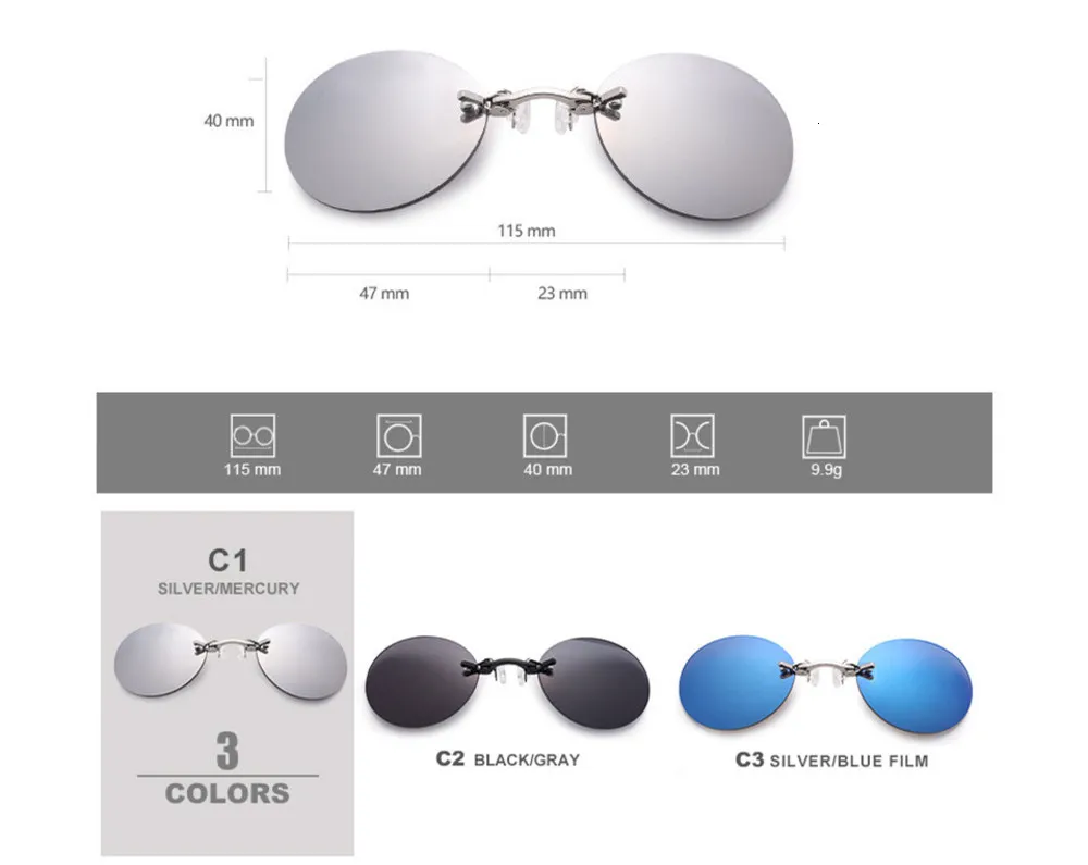 Clip On Nose Glass Round Rimls Matrix Morpheus Sunglass Mini Framels Vintage Men Eyeglass UV400