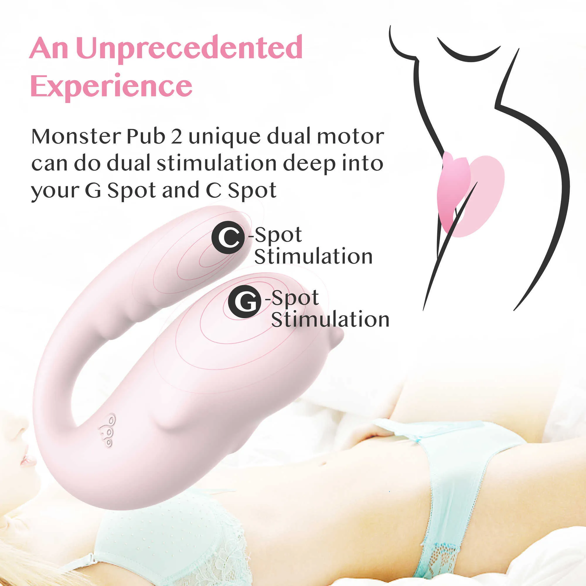 Monster Pub 2 Vibromasseur excité G-Spot pour femmes, vibrateurs Bluetooth clitoridiens rechargeables à double moteur, jouet sexuel rose X0602