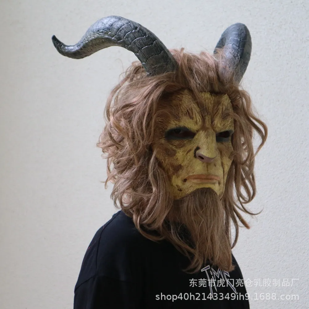 Máscara de festa de filme e TV com Bela Fera para Halloween Role Play Props Animal Lion Headgear9343167