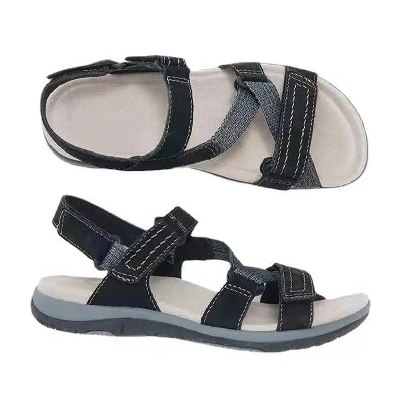 2021 Yeni Yaz Sandalet Kadınlar Düz Bayanlar Rahat Ayak Bileği Hollow Yuvarlak Ayak Sandalet Yumuşak Taban Ayakkabı Sandalias Mujer Y0714