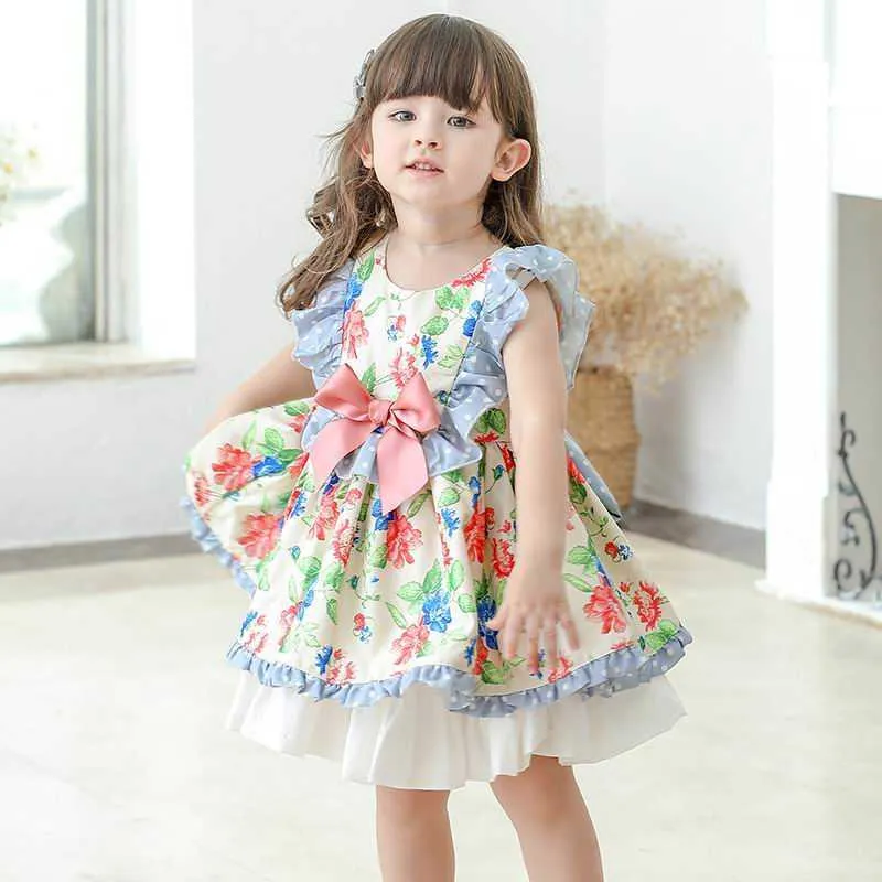 花のノースリーブの王女の赤ちゃんの服E19245 210610のための女の子のパーティーのドレススペインのスタイルの子供たち