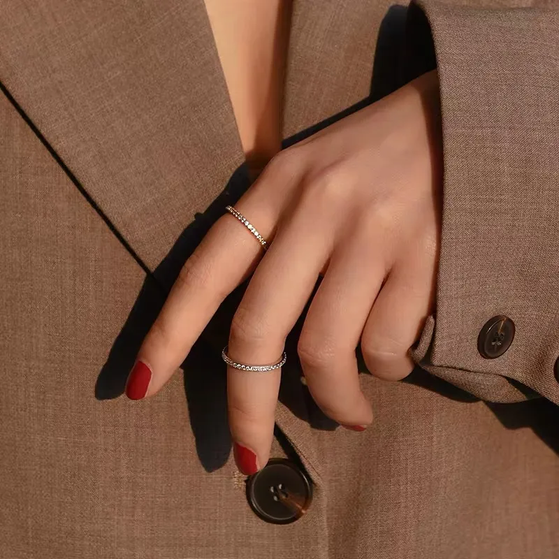 S925 Srebrne okrągłe małe cyrkonia pierścienie diamentowe dla kobiet
