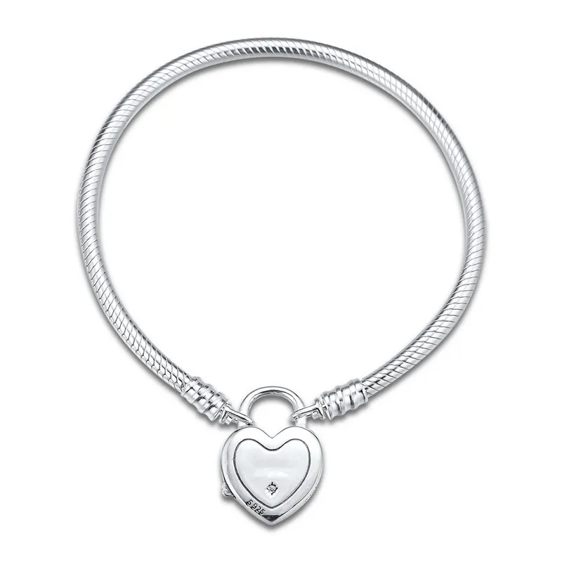 Amis 2020 mode 925 bijoux en argent Sterling dessin animé château coeur serrure fermoir serpent chaîne bracelets à breloques femmes