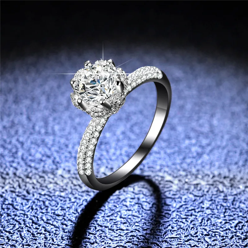 シルバーダイヤモンド高品質モワッサナイトウェディングリング100％エンゲージメントジュエリー