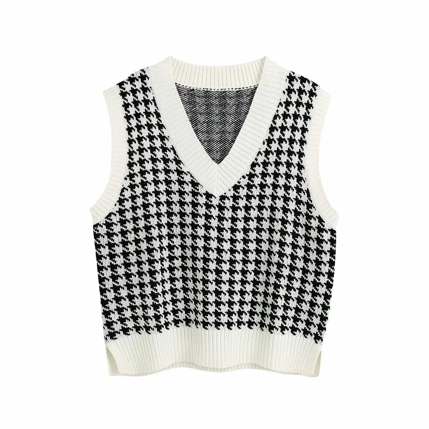 Fashion sleeveless vest sweater women pullover casual v neck knitted winter cute korean 211018