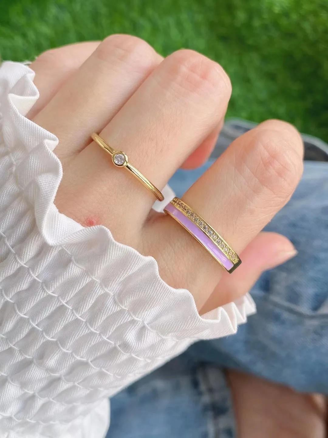 10 Uds cz cristal micro pavé arcoíris anillo colorido esmalte anillo joyería de moda 2021 joyería regalos fiesta