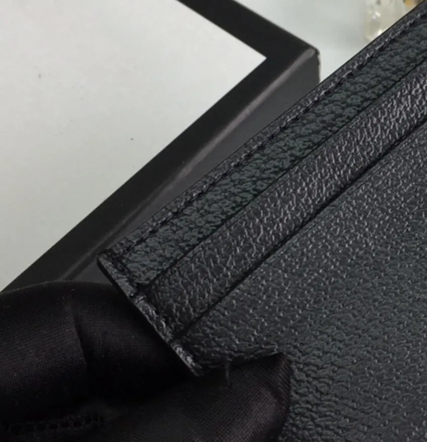Hela mode svarta kortinnehavare kvinna kreditkort plånbok män designer ren färg sten kisel läder lyx med box2556