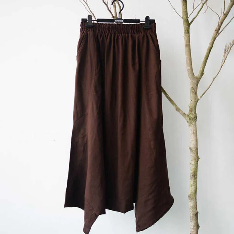 Women Casual Linen Harem Pants Baggy Bottoms Fashion Solid Low Crotch Female 210925