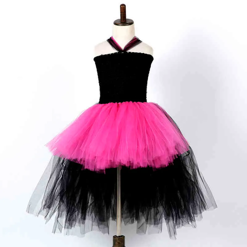 Popular Rock Star Menina Tutu Vestido Hot Rosa Bebê Crianças Festa de Aniversário Desempenho Cosplay Tutu Vestidos Traje de Halloween para Crianças G1218