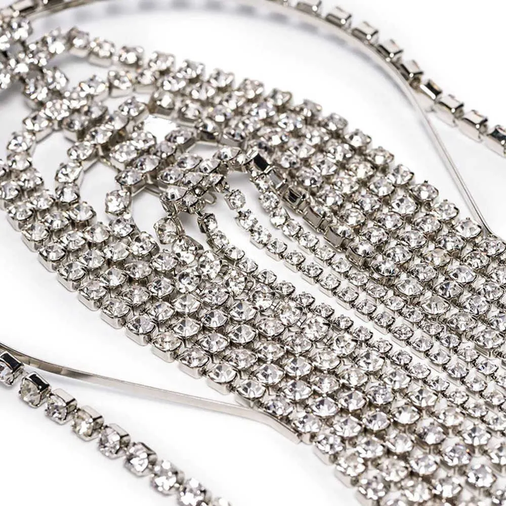 Bridal Bandband Rhingestone Long Pichel Accessoires pour les femmes Bijoux de poils de la chaîne de tête multi-brins Crystal15660174462313