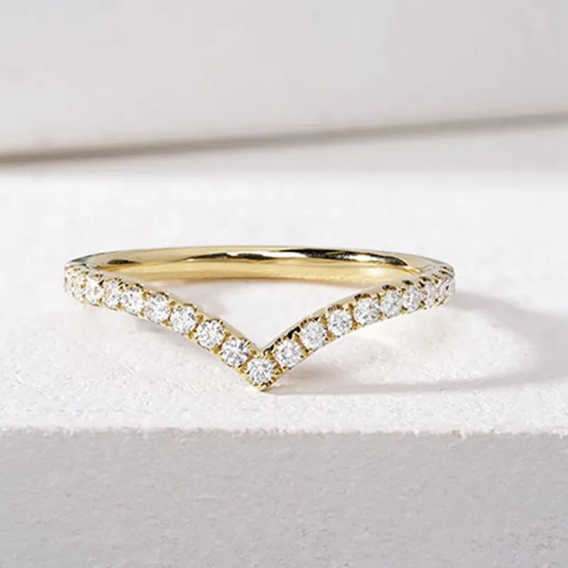 Anelli 100 argento sterling 925 creato Moissanite anniversario moda semplice forma a v anello creativo le donne gioielleria raffinata15452833679566