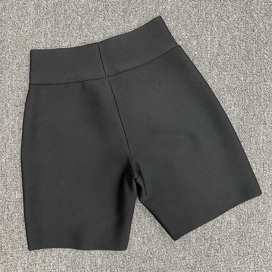 Top Qualität Celebrity Grau Schwarz Weiß Elastische Rayon Bandage Kurze Hosen Mode Bodycon Shorts Sport Shorts 210306