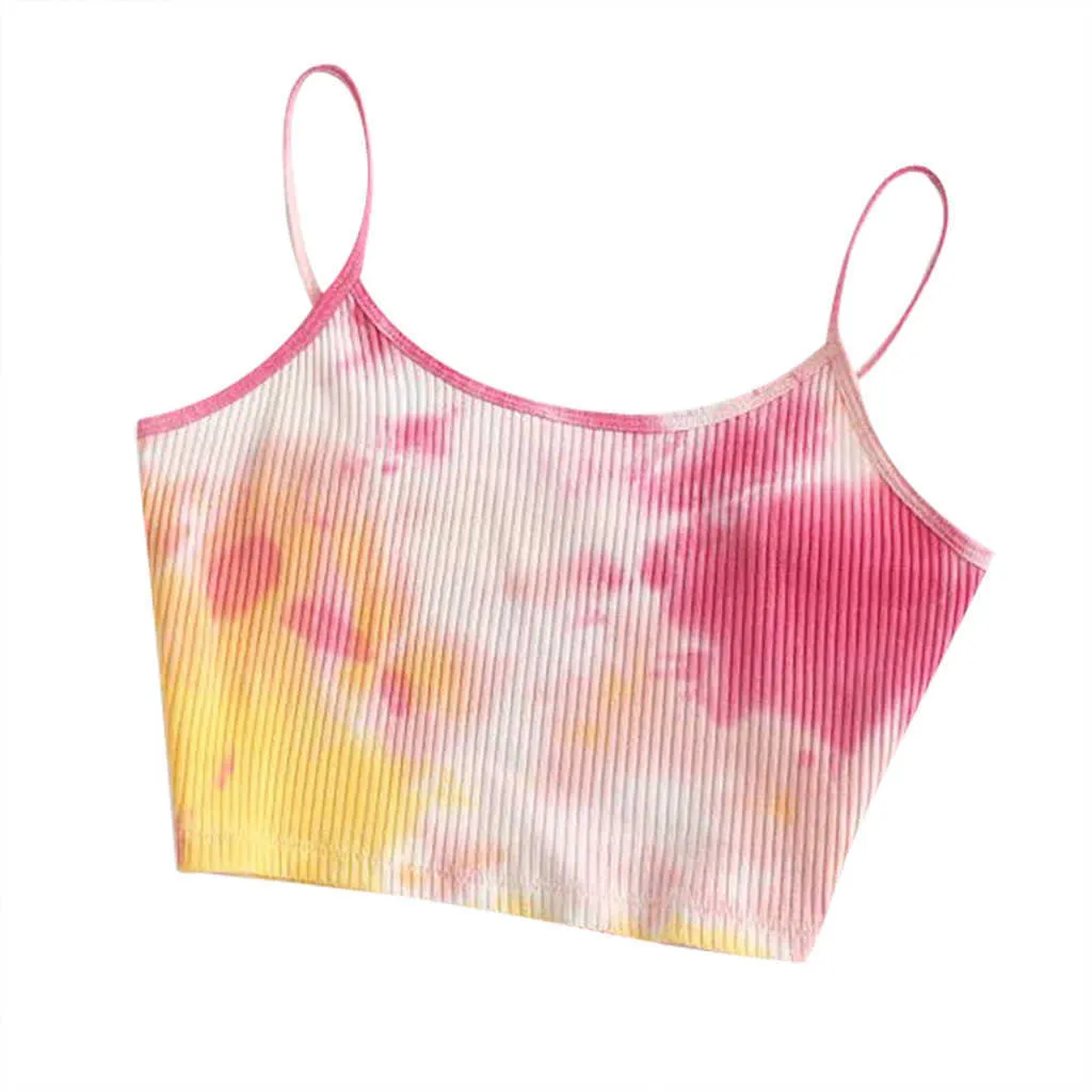 Tank Top Women Ladies Tie-dye Print Sleeveless Blouse Pullover Vest Tank Crop Tops Shirts camisetas tirantes mujer Y0622