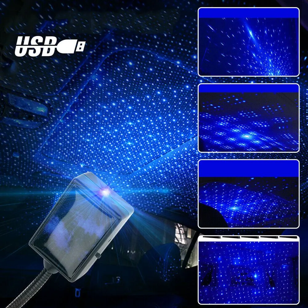Car starry sky roof Creative USB Tuning Roof Atmosphere Projector Star Night Light Starry Sky Lamp LED Interior Parts Car Accessories