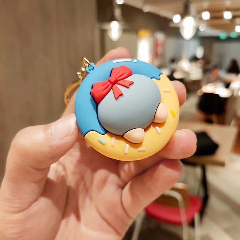 Kreative Cartoon Macaron Kuchen Dessert Schlüsselanhänger Donut Blase weibliche Schlüsselanhänger Anhänger Auto Schultasche Anhänger Zubehör Geschenk G1019