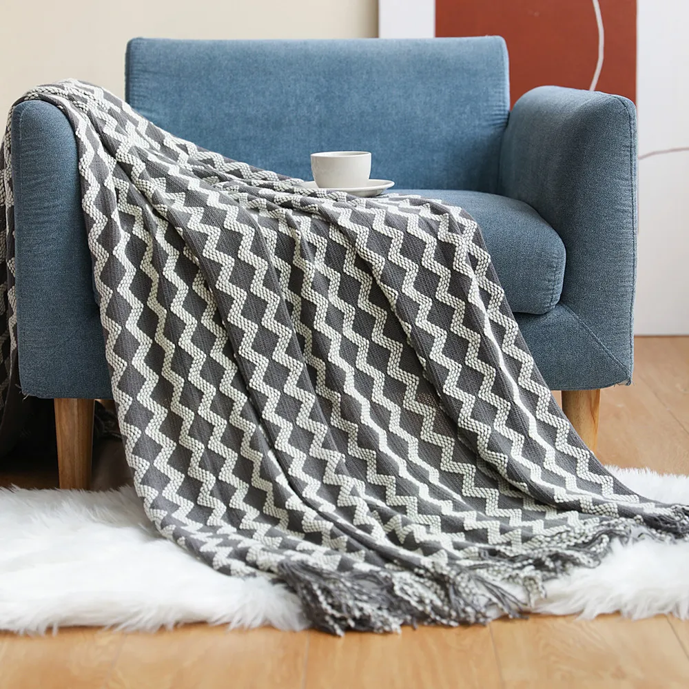 Stickad soffa Täckduk Handduk Tassel Sommarkontor Luftkonditionering Lunchpaus Nap Blanketter