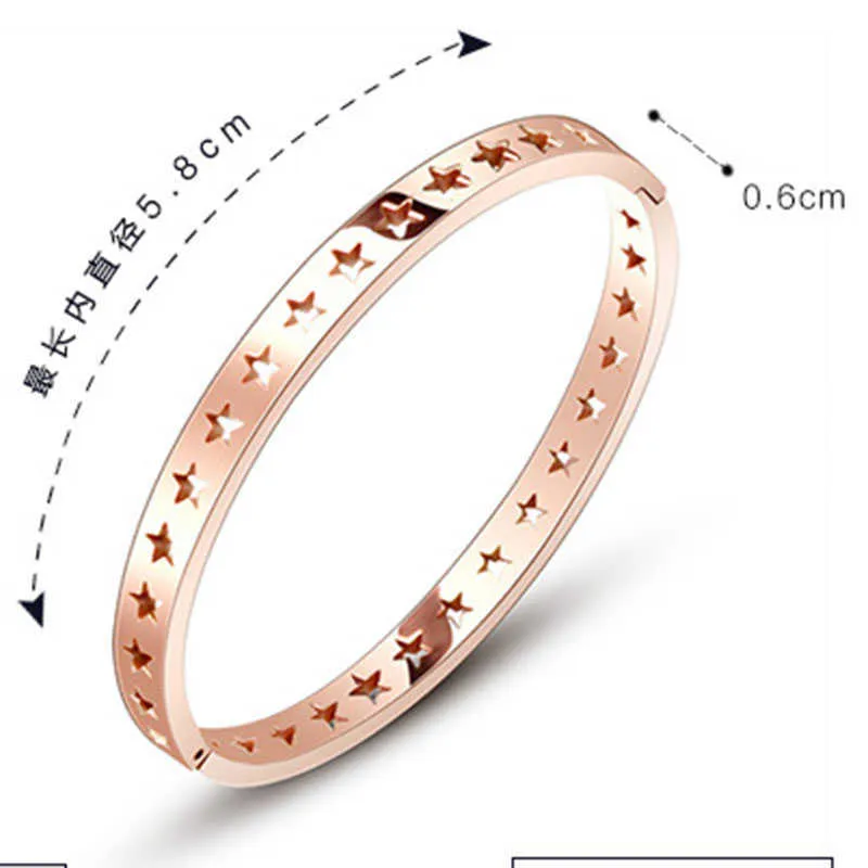 Cut Out Star Gold Bangle voor Dames Roestvrij staal Rose Gold Minimalistische Bangle Elegant Sierlijke gratis Tarnishing Fashion 2021 Q0717