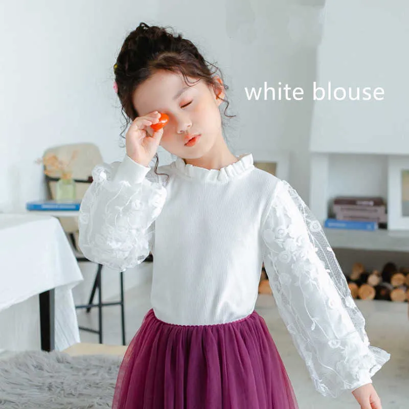 Summer Teenagers Girls 2-pcs Sets White Cartoon Pig T-Shirts Puff Blouses Mesh Long Skirt Kids Cute Style Clothes E1001 210610