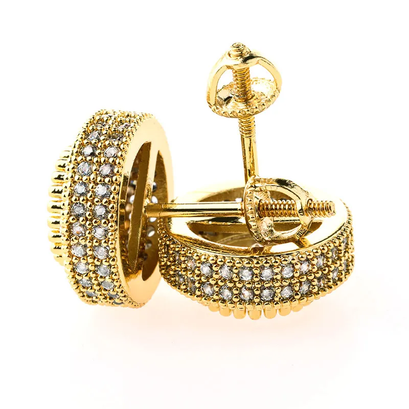 Designer de luxe Hommes Boucles d'oreilles Hip Hop Bijoux Mode Femmes Bague d'oreille ronde Mens Diamond Boucles d'oreilles Iced Out Stud Earing Bling Rap212u