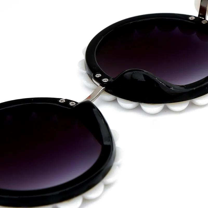 Güneş gözlükleri İnci Yuvarlak Kadınlar Küçük Çerçeve Oval Vintage Tasarımcı Erkekler Retro Steampunk2439