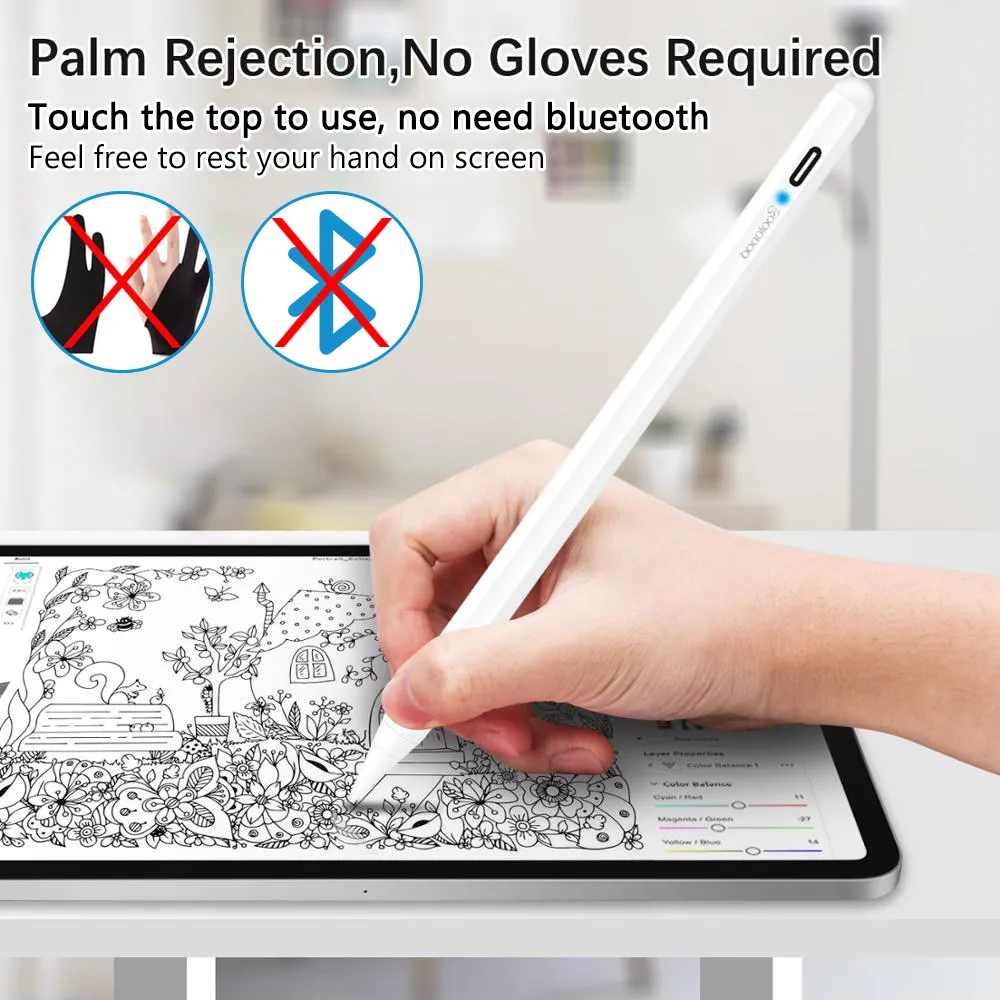 لباد قلم رصاص مع Palm Reigenstylus Pen for Apple Pencil 2 1 iPad Pen Pro 11 12.9 2021 2020 2018 2019 Air 4 7th 8th