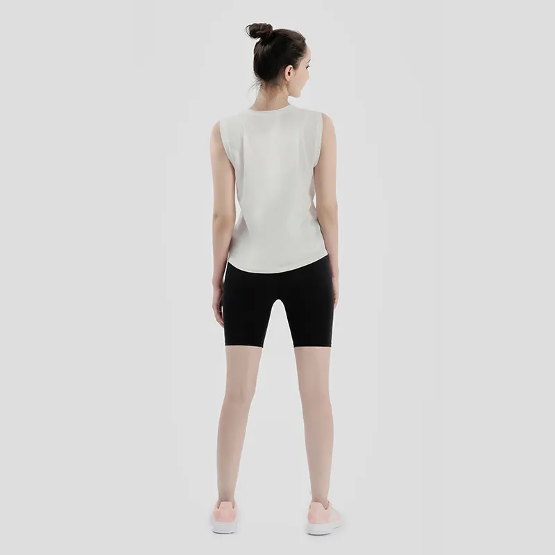 Anti-sweat Cotton Plain Workout Yoga Tank Tops Vest Women Hip-length Loose Fit Running Fitness Gym Sleeveless Shirts