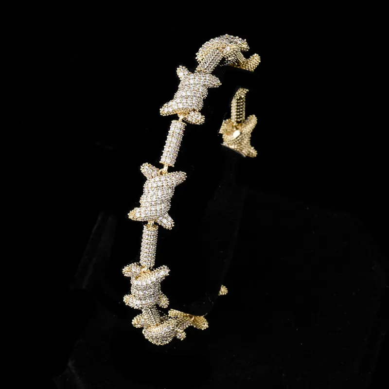 Stil Avrupa Tel Bilek Kişilik Küba Zinciri 18K Altın Tam Zirkon Takı Bilek Mücevherleri1869