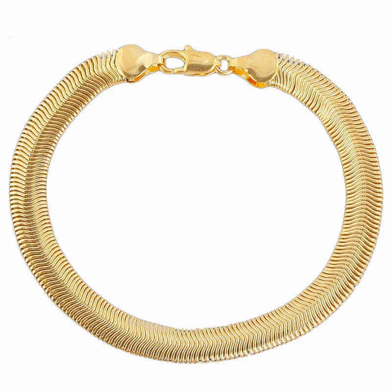 New 8mm Chain Bracelet Good Quality Gold Filled Soft Bone Link on Hand Fashion Party Christmas Gifts for Women Men 21cm13651337940704