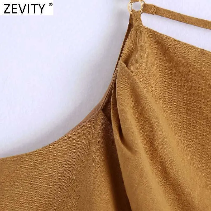 Zevity Women Chic Plats Design Sling Sling Camis Camis Tank Ladies Summer Spaghetti Strap Stest Stest Stest Backless Bechert LS9271 210603