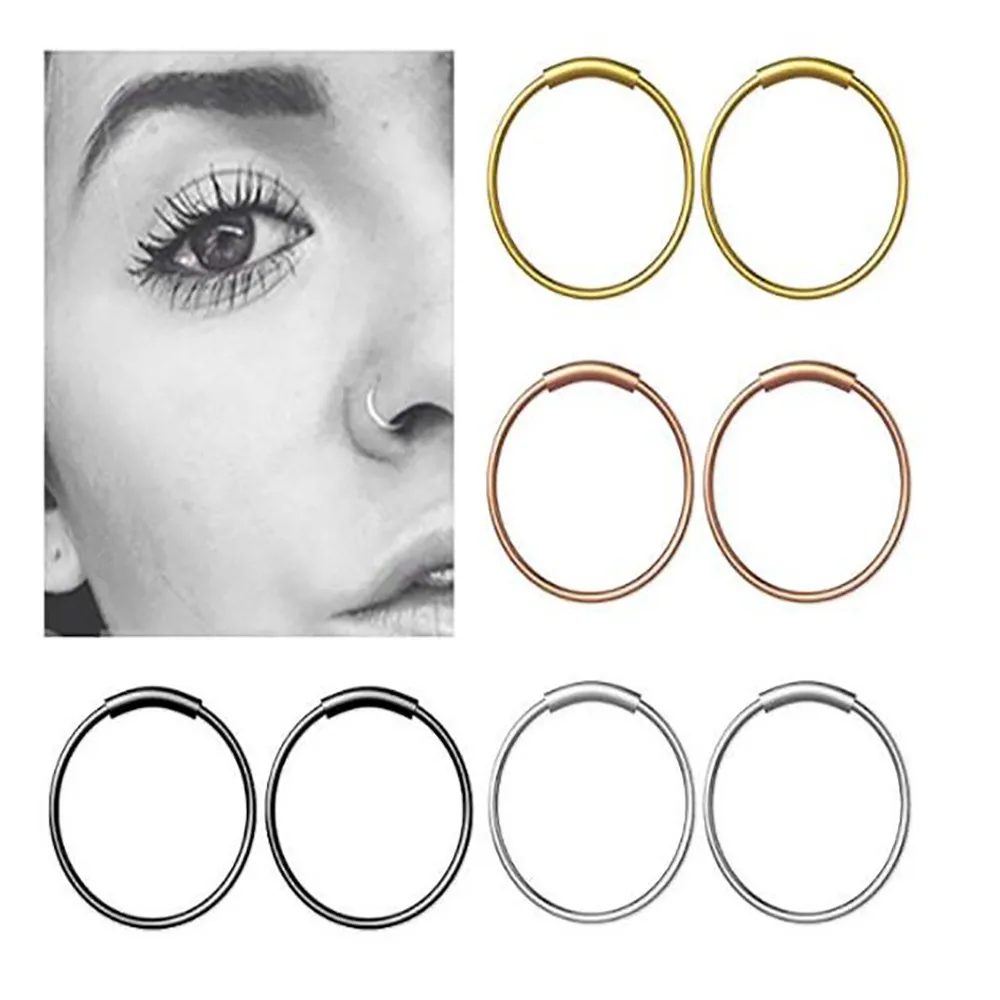 Rostfritt stål Circle Stud Nose Ringar Ben piercing prydnad öron Ring brosk örhängen