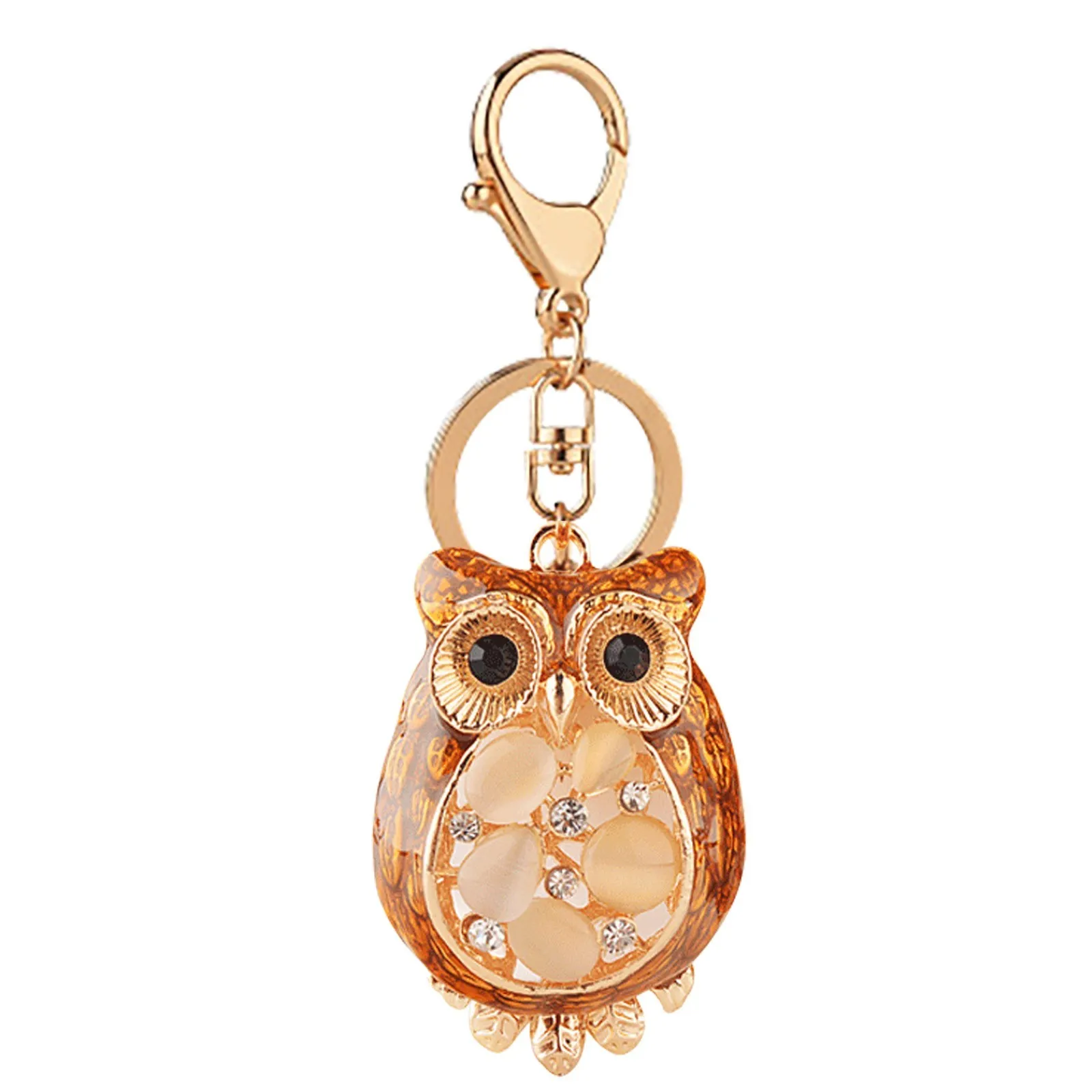 Inlagd bil Keychain Alloy Importerad Opal Owl Bag Pendant Nyckelring Ring för Lady Keys Tillbehör 2021