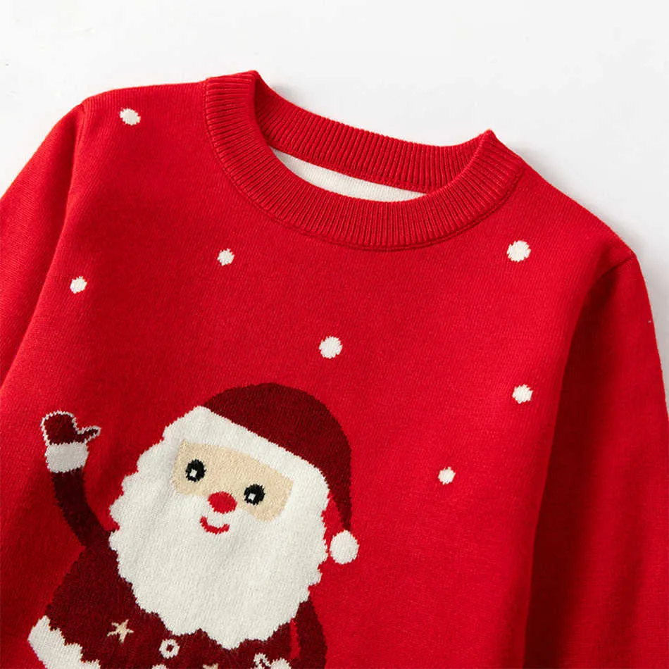 2021 Ny höst vinter pojke tjejer varma långärmad tröja barn kläder jul tecknad santa claus barn Knitt kappa toppar y1024