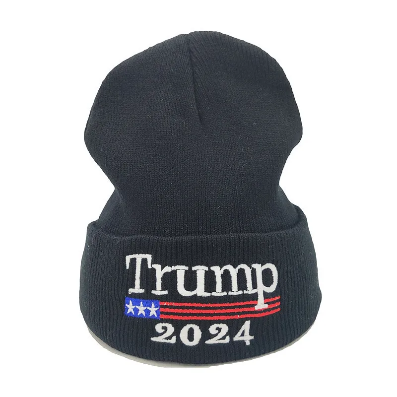 Trump 2024 HAT BEANIES Presidentval Stickat ull Caps Trump Letters Sticked Hats Winter Beanies Skull Cap för män Kvinnor G8712739