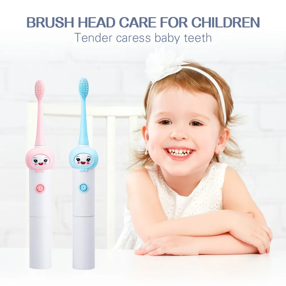 الأطفال سونيك فرشاة الأسنان الكهربائية غير قابلة للشحن نمط فرشاة أسنان مع رئيس بديل للأطفال 3-12 سنة