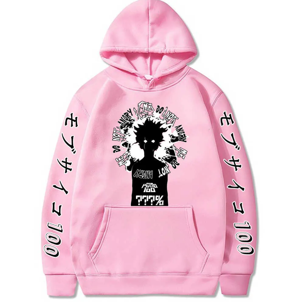 Engraçado anime mob psico 100 mob hoodies pulôver masculino moda japão desenhos animados 100 carta impressa inverno casual moletom feminino g10194852647