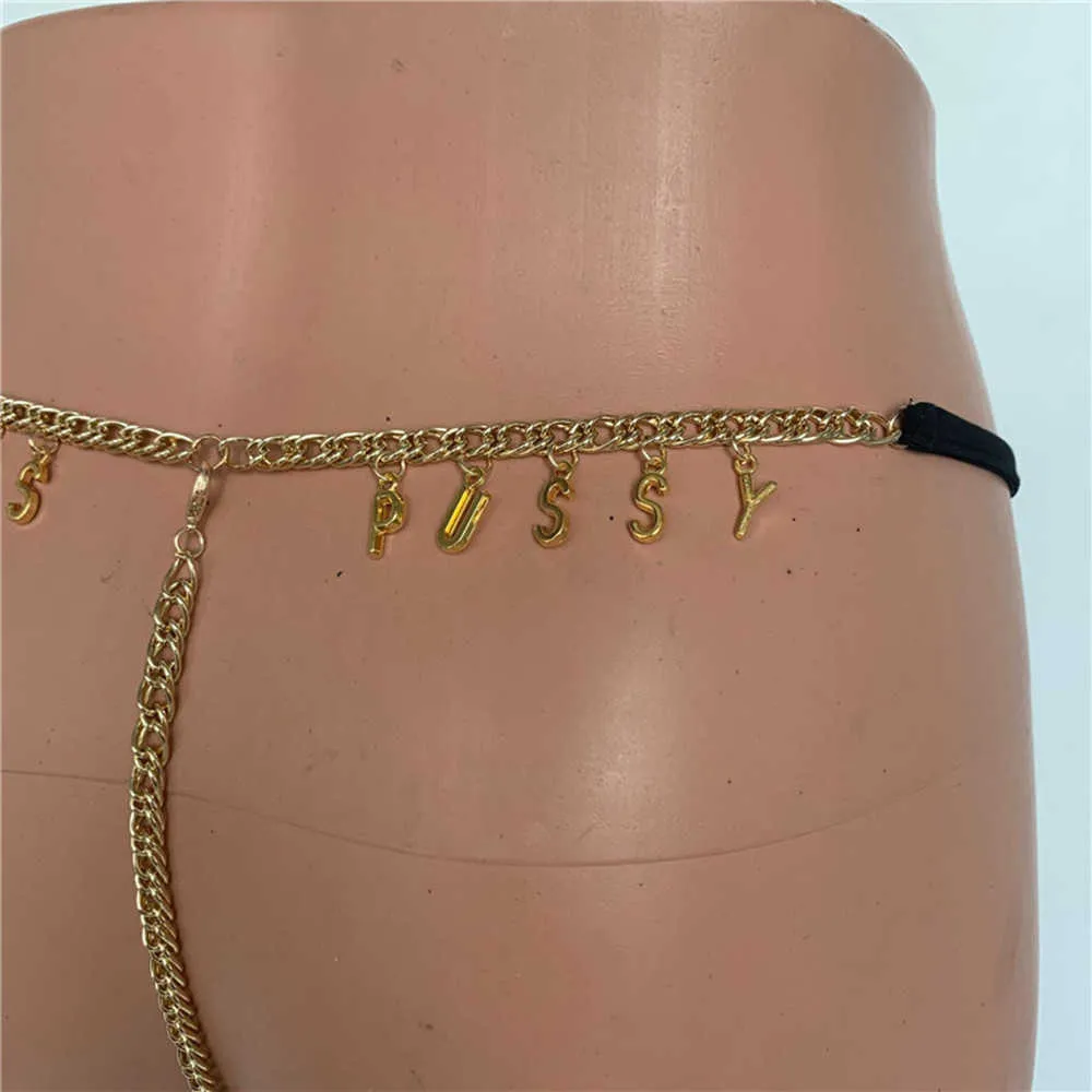 2021 Zomer Sexy Body Chain Sieraden Gepersonaliseerde Naam Buik Taille Kettingen voor Vrouwen Metalen Aangepaste Letters Ondergoed String Slipje2967068991