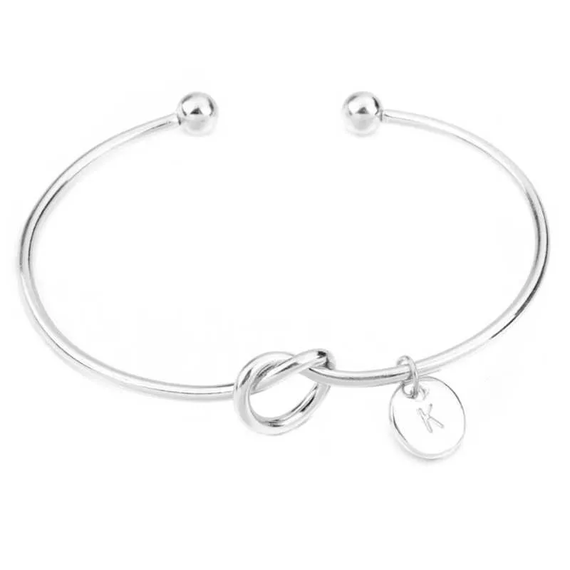 A-z letra inicial nó pulseira pulseira para mulheres menina prata banhado a cor de ouro cor pulseira B18191 Q0719