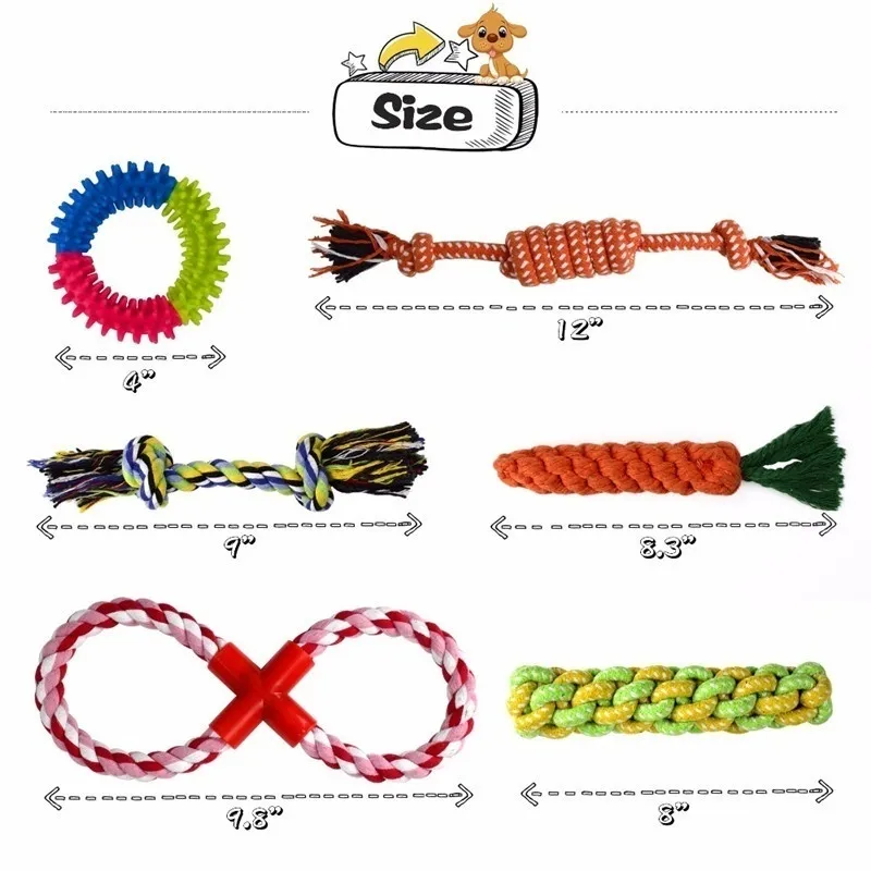 Set corda di cotone intrecciata cucciolo di cane giocattoli da masticare dischi volanti corde palline animali interattivi Y200330