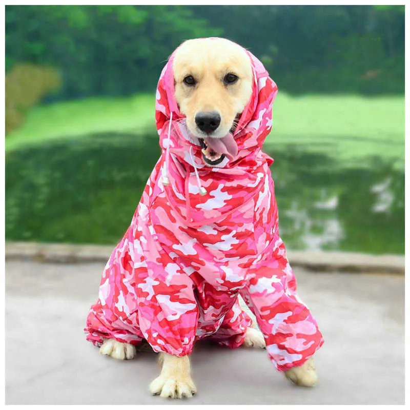 Büyük Köpek Yağmurluk Yağmur Ceket Tulum Su Geçirmez Pet Coat Giysileri Yağmurluk Pet Büyük Husky Küçük Orta Yavru Köpekler için 211007