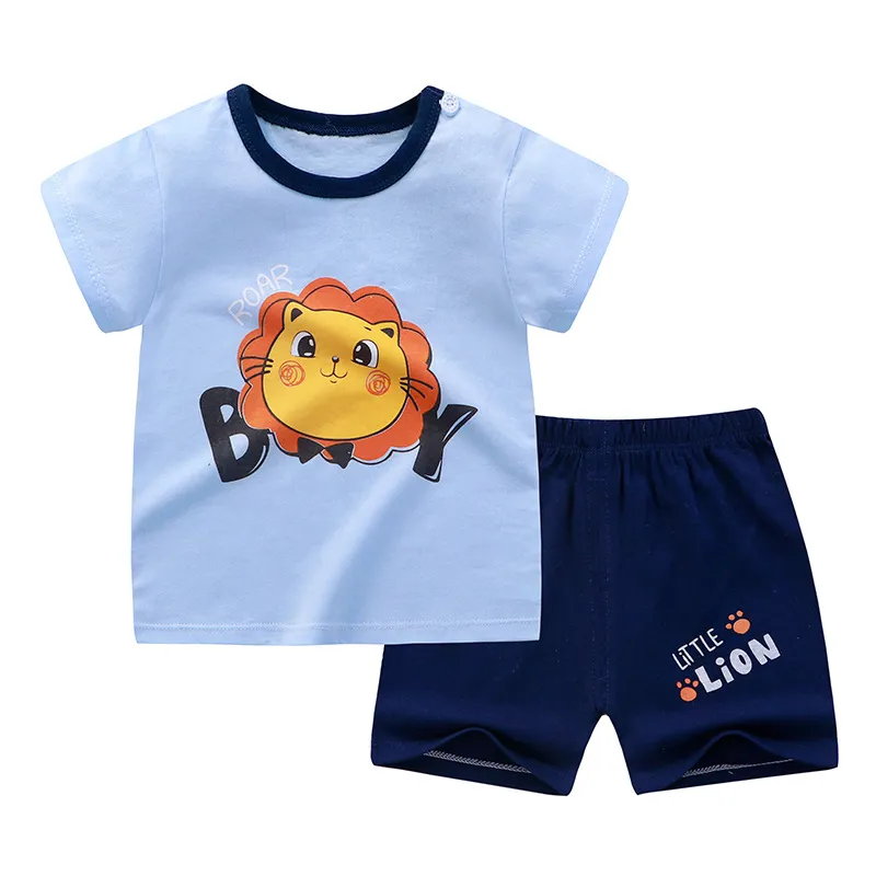 nyfödd set söt tryck bomull mjuk pojkar flickor kläder 2 st baby pyjamas unisex barn kläder set 2103096826513