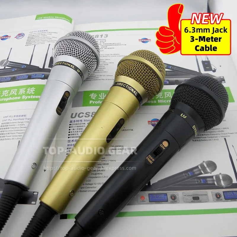 Microfono dinamico di alta qualità Microfono dinamico di alta qualità MIC Mike KTV Karaoke Sistema di amplificatore PA PA con cavo a 3 metri